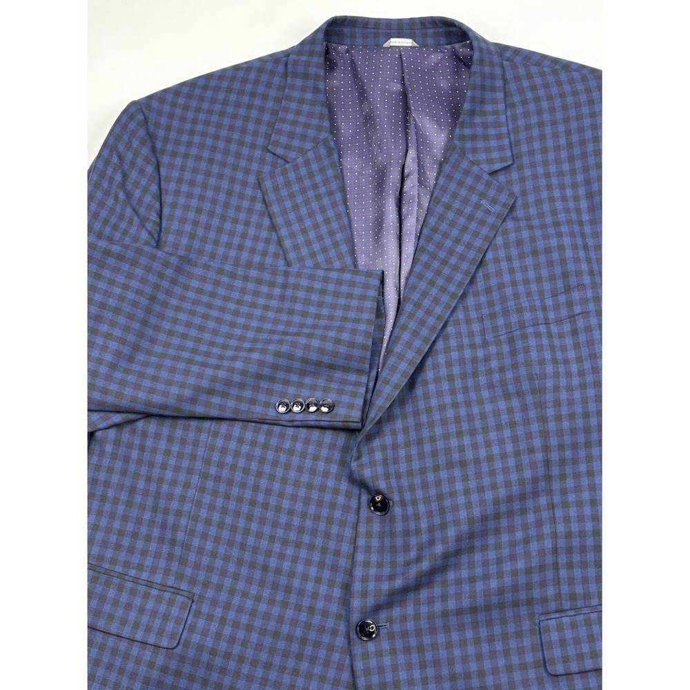 Oak Hill Blue/Black/Violet Checkered Poly/Rayon Sport Coat 3XLT 54R/56R EUC